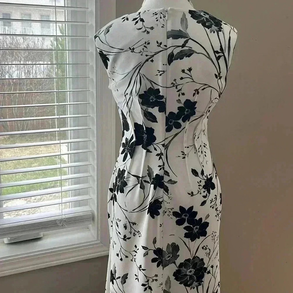 [4]Calvin Klein Black Floral White  Sleeveless Maxi/Midi Dress bodycon - Picture 6 of 14